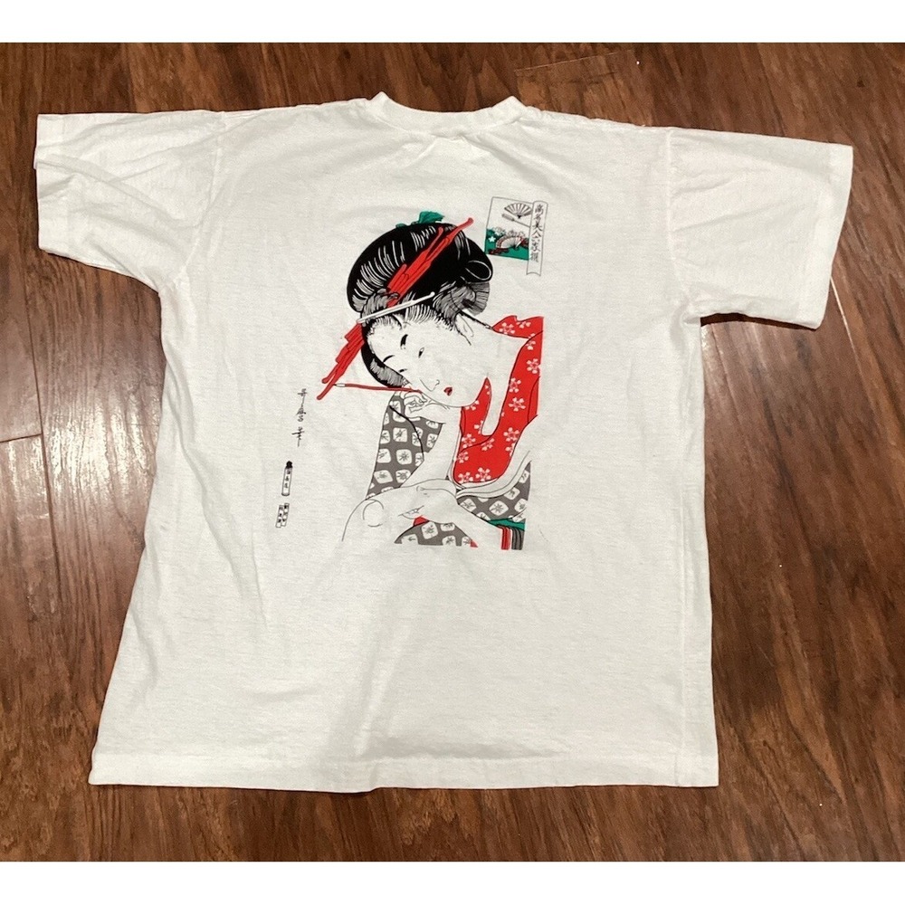 VTG 80s Geisha Japan Souvenir Nike Inspired Single Stitch T-Shirt Size L